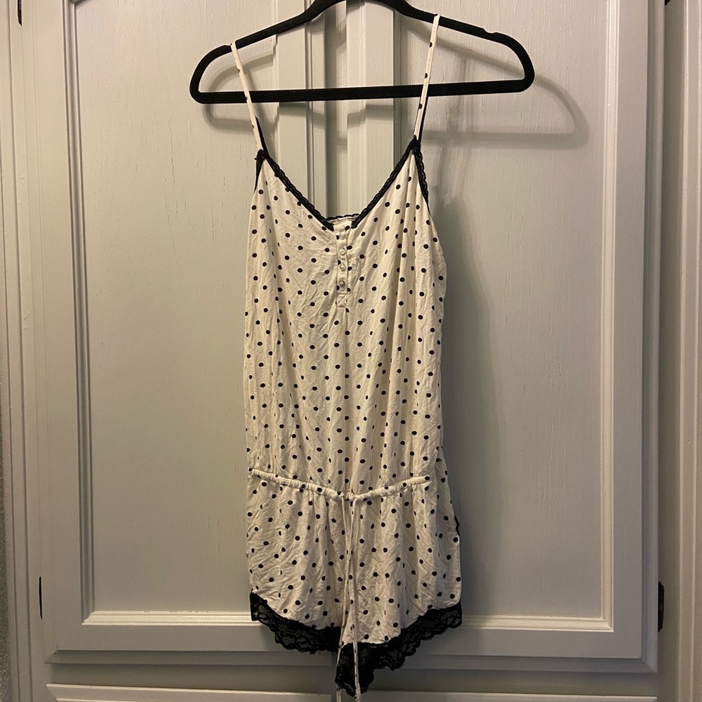 Victoria's Secret White and Black Polka Dot Chemise